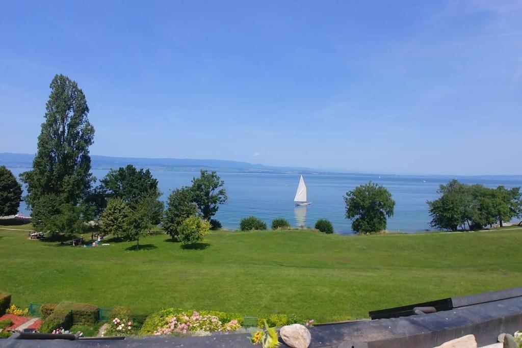 Lakefront. Appartement Pieds Dans L'Eau. View And Direct Access To The Lake. Anthy-sur-Leman Luaran gambar
